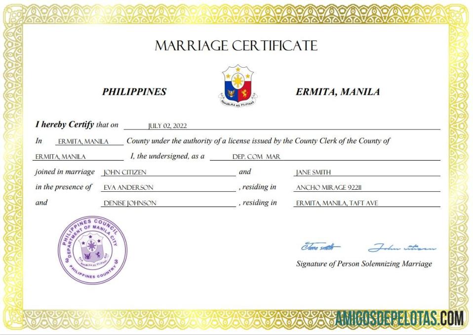 Para baixar modelo Word e PDF de certidão de casamento nas Filipinas